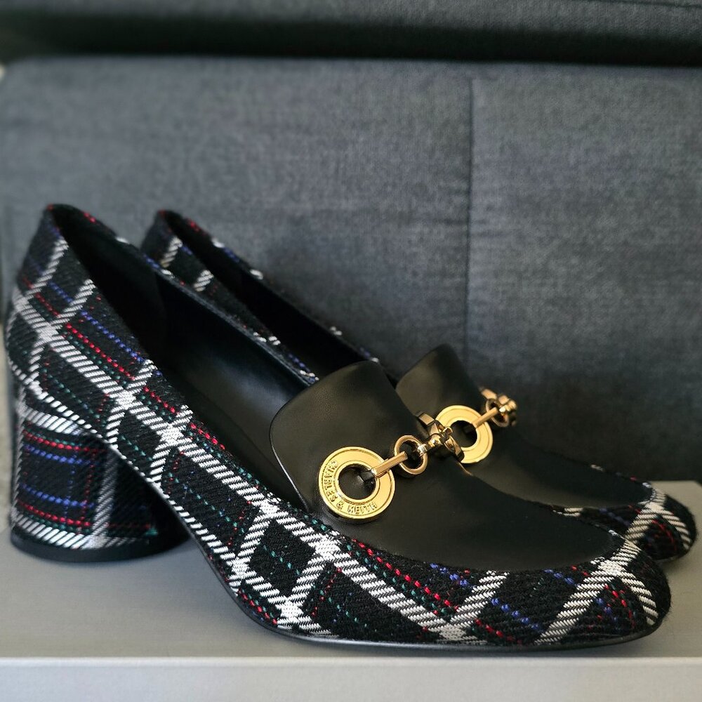 Charles & Kieth chain detailed plaid pumps
